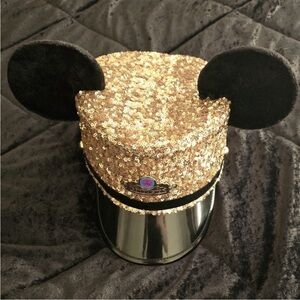 Disneyland 70 Anniversary Celebration Conductor Gold Sequin Ear Hat Mouse Ear